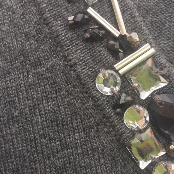 Coldwater creek womens beaded sweater L grey embellished rhinestone fairy y2k - Picture 4 of 9